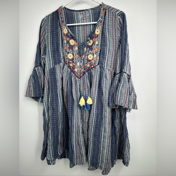 BOHO Embroidered Tunic Top Kyla Seo Knit size Small Anthropologie - Picture 1 of 6